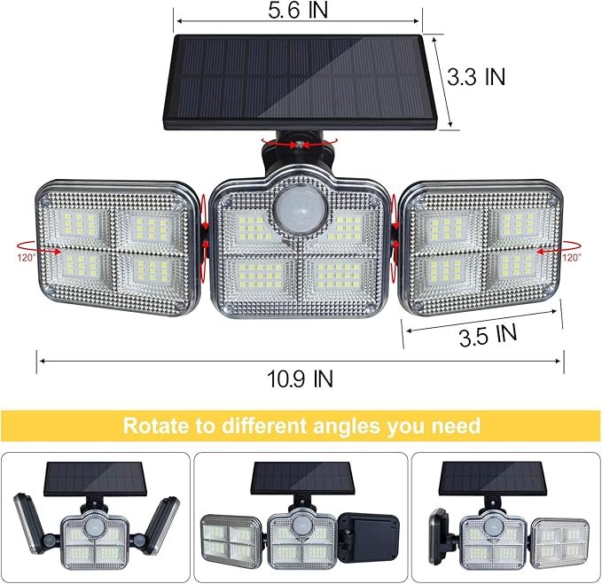 3 Headed Solar Light with Remote Control - Image 2
